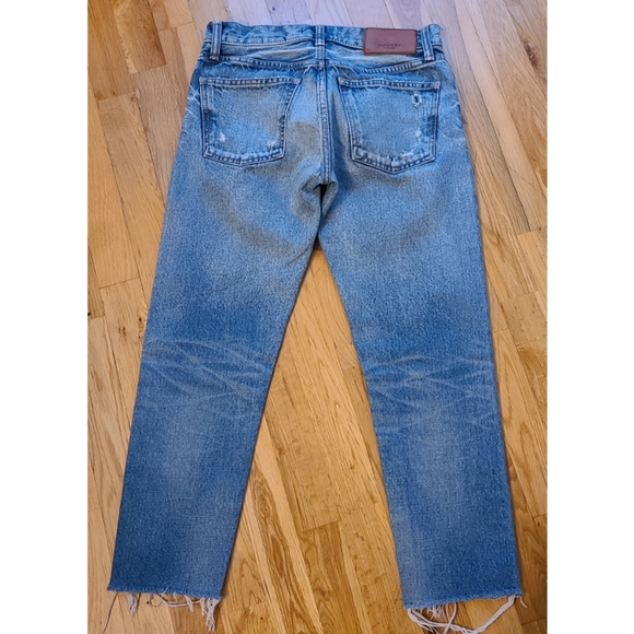 Moussy Vintage Howa Frayed Hem Tapered Distressed Jean Size 24 - Picture 5 of 7